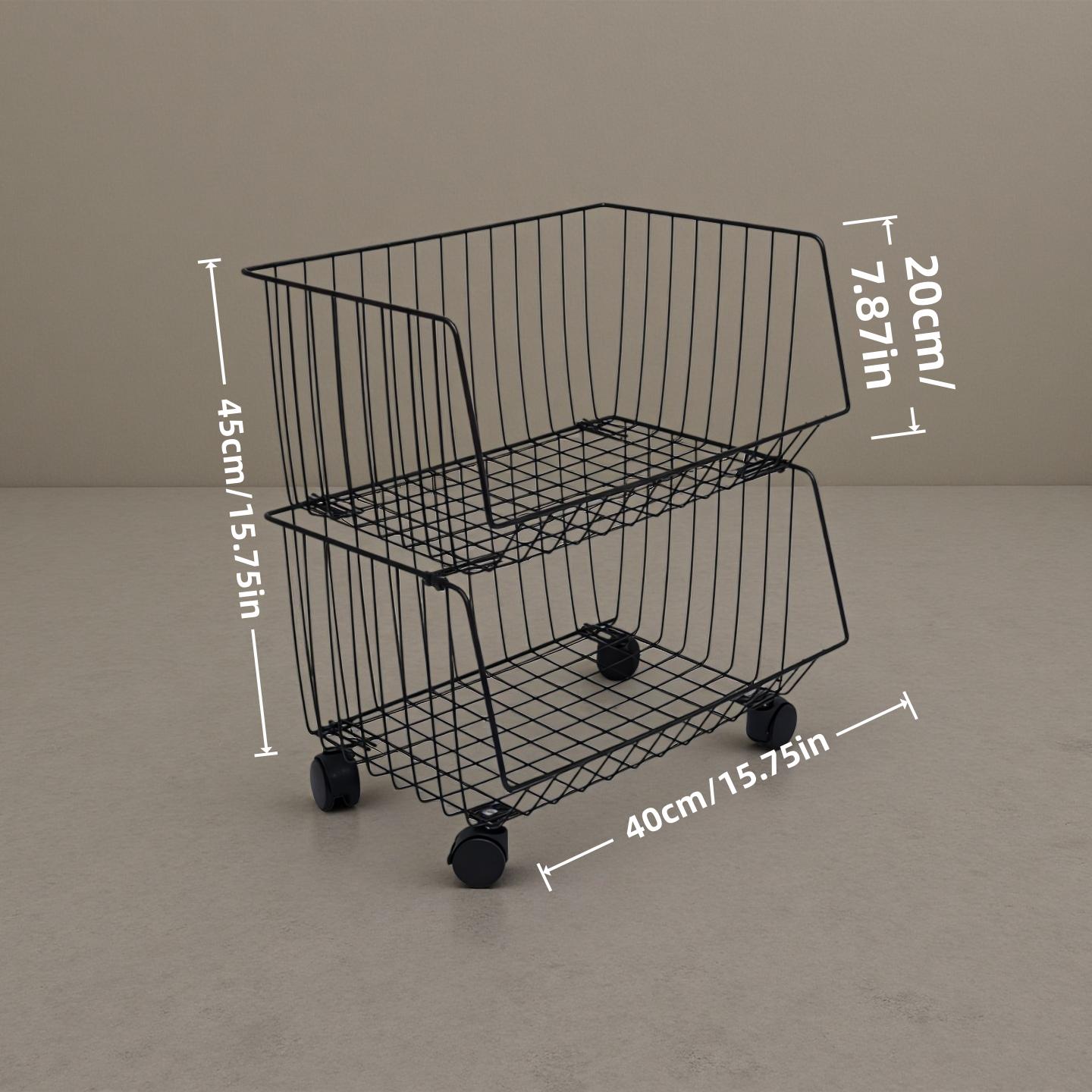 Multi-Layer Iron Storage Cart with Wheels, Mobile Organizer Rack