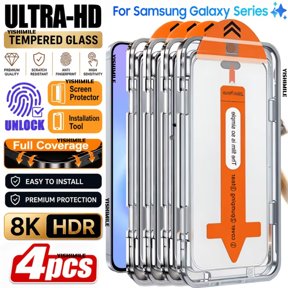 TEMU Newly Upgraded 4pcs Hd Tempered Glass Screen Protectors, Support Fingerprint Unlock For Galaxy S26