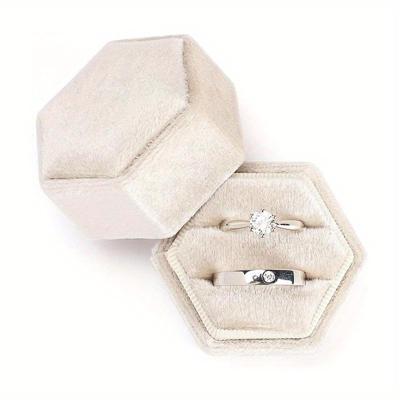 Customizable Velvet Ring Boxes, Hexagonal Jewelry Cases