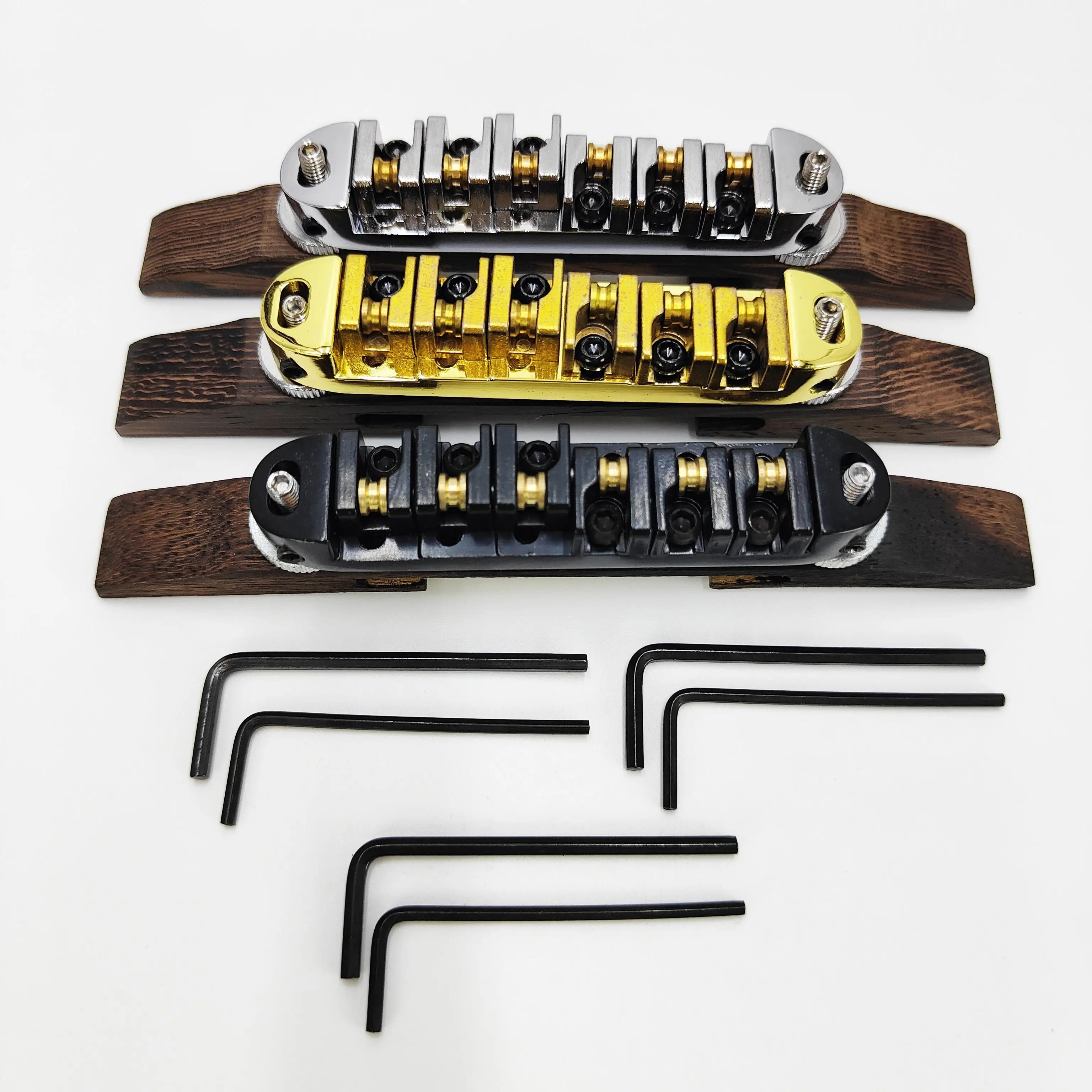 Premium Rosewood Jazz Bridge Set Jazz Electric Guitar Ball Bridge Rosewood Base Bridge Adjustable Traditional Saddle Golden and Silvery Black, Instrument Repair Parts, Guitar Bridge Replacement, Elegant Guitar Accessory, Classic Guitar Hardware, Handfinished Hardware, Highquality Saddle, Replacement Guitar Parts, Jazz Musicians, Guitar Technicians