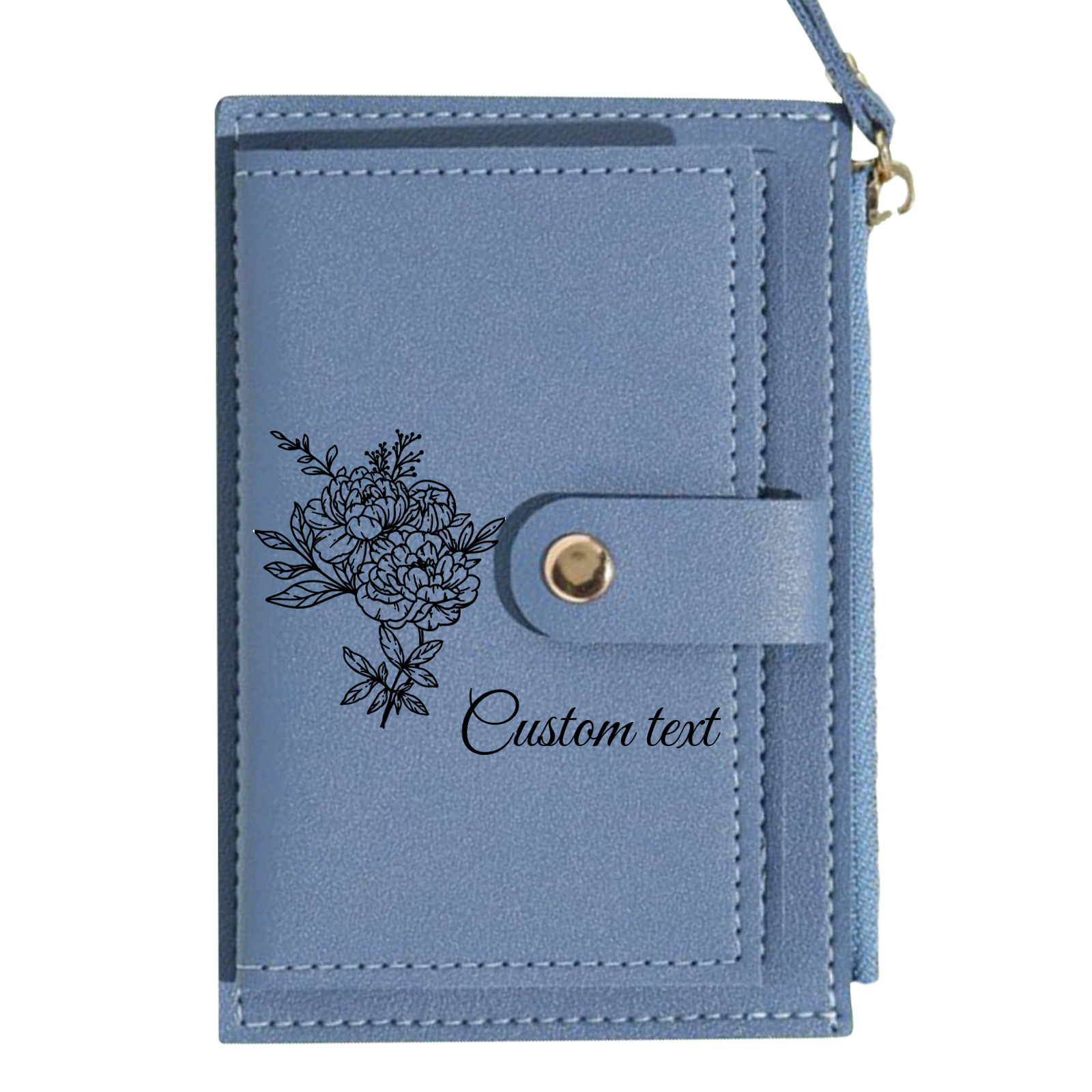 Portafoglio in pelle artigianale con fiori personalizzati, anniversario personalizzato, regalo per donna, portafoglio artigianale, pelle lavorata a mano, regalo per lei, unico - Italia
