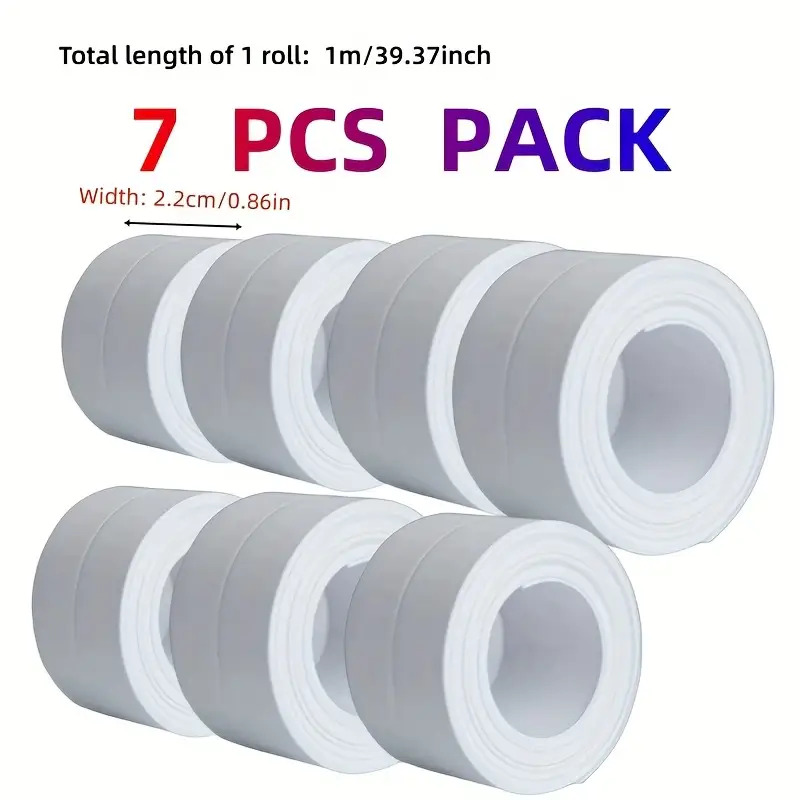 TEMU 7 Rolls Of Self-adhesive Pvc Sealing Tape, Waterproof Sealing Tape, Suitable For Shower Rooms, Kitchens, Bathrooms, And Corner Decoration,