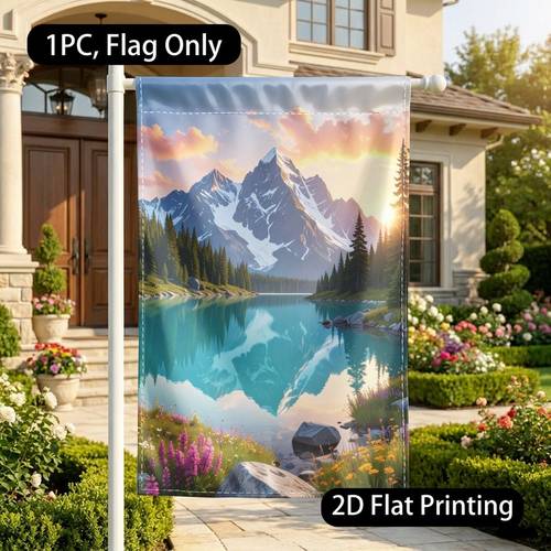 item picture 2d flat 1pc garden flag natural landscape lake serenity pattern 2d flat printing lightweight no flagpole included courtyard decorative flag for