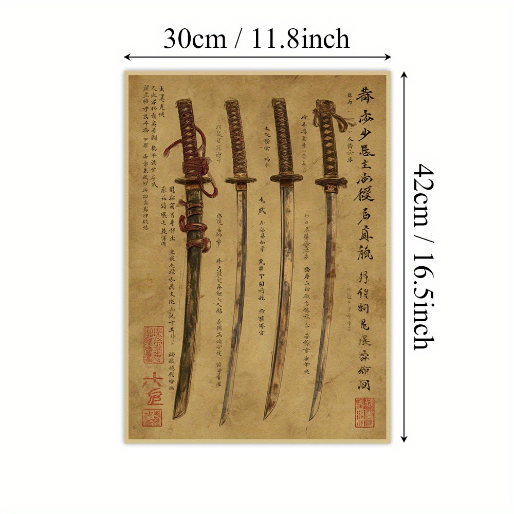 TEMU 2d Flat, 2d Flat, 1pc Paper Poster Featuring Sword Wall Art, A Historical Art Painting. This Is Intricately Designed For Home Wall Decoration,