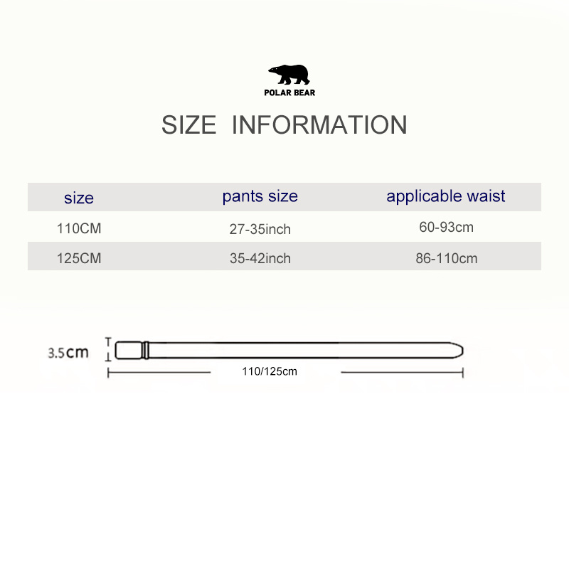 Polar Bear Unisex Belt Fashion Casual Outdoor Sports Canvas Belt Men'S Belt Men'S Durable Multi-Functional Thickened Belt Body Canvas Pants Belt