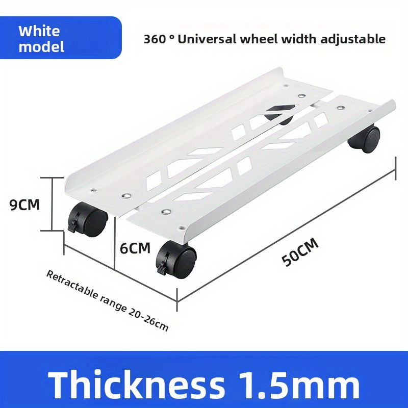Image of Adjustable Desktop Pc Stand With Wheels - Heavy Duty Universal Computer Tower Holder, Mobile Riser Base For Under Desk Storage & Ergonomic Setup
