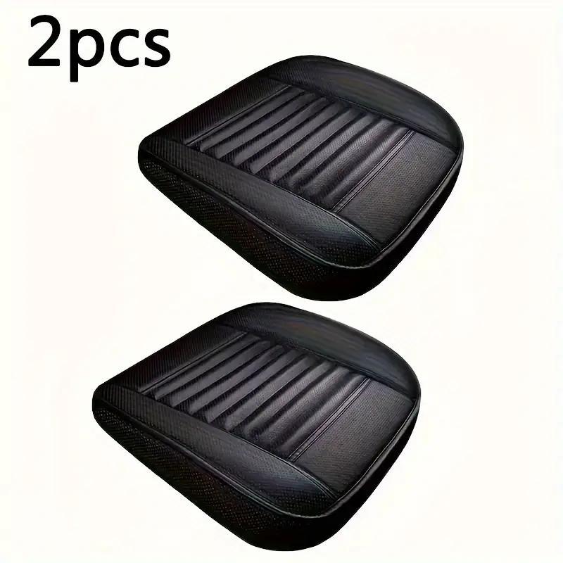 TEMU 2pcs Premium Leather Car Seat Covers, Universal Fit, Durable Upholstery Seat Cushion Accessories For Vehicle Interior Protection
