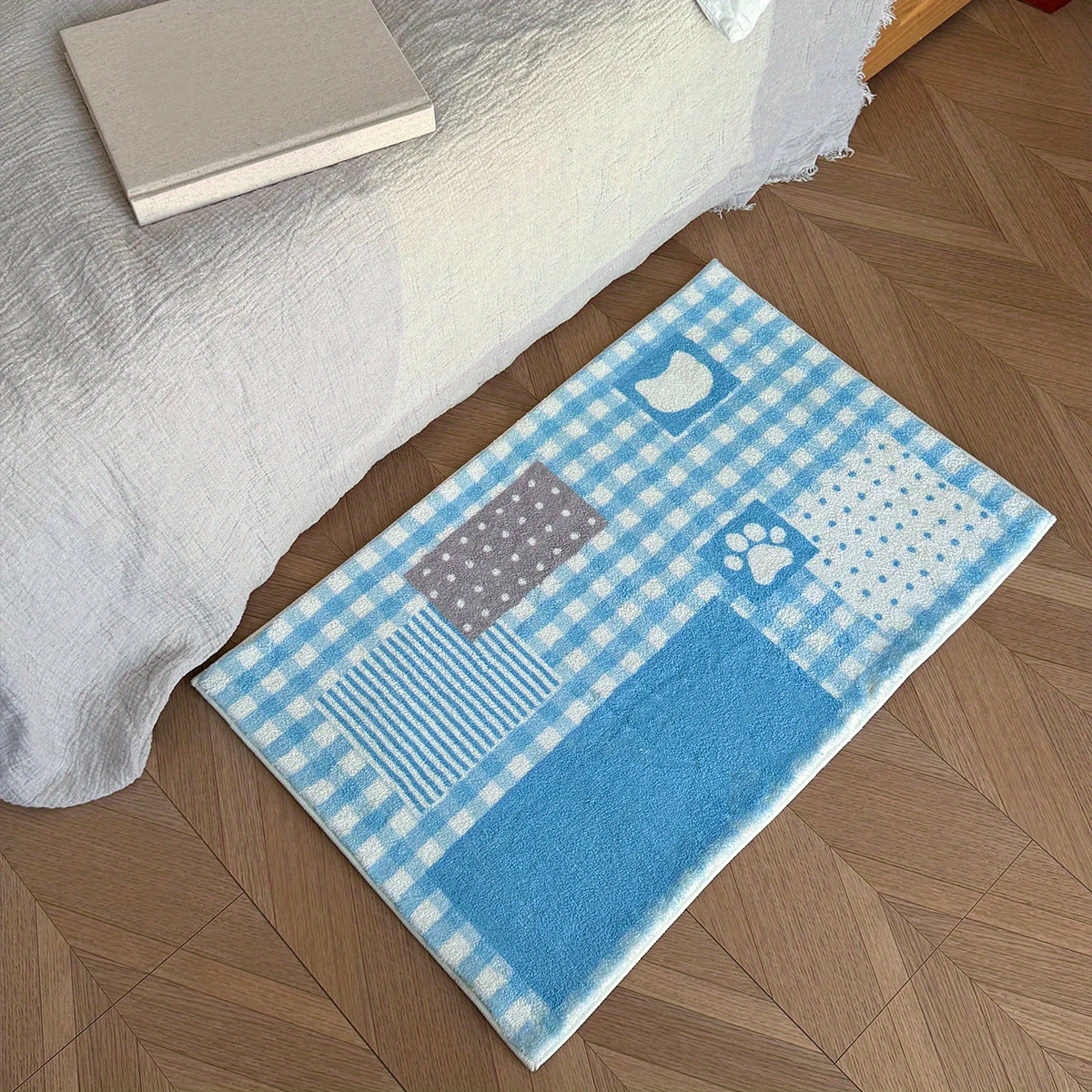 1pc of imitation cashmere 1000g m density 1cm thickness 50x80cm 19 7x31 5 inches a plaid pattern carpet suitable for living room bedroom bedside long rug soft and fluffy carpet cute home decoration carpet ideal as a holiday gift for Product details 2