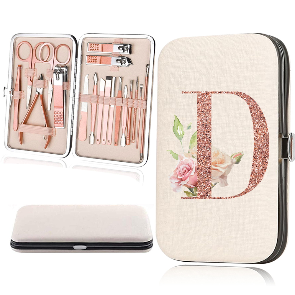 18pcs Rose Golden Nail Studio Set with Portable Storage Box