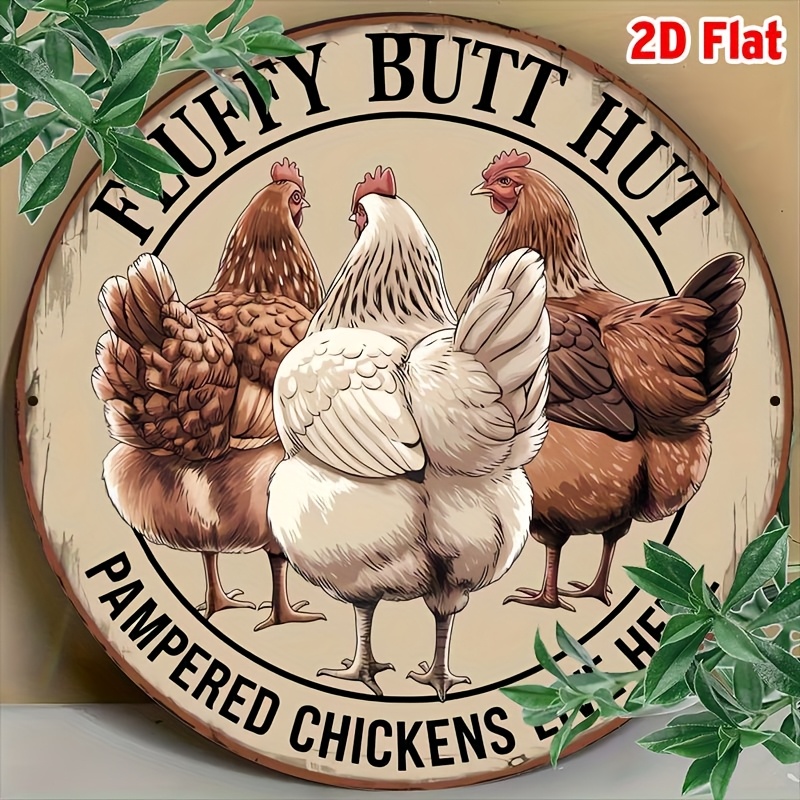 TEMU Plat 2D, Plat 2D - 1 Panneau en Bois Vintage Cabane à Fesses Moelleuses - Décoration Murale en Bois, Style Ferme, Convient pour Poulaillers et ,
