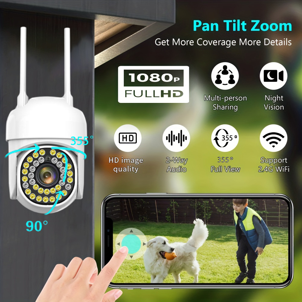 [1 WiFi Outdoor Security Camera] TERUHAL 1080P Full HD Outdoor WiFi Security Camera, Waterproof 360 Degree Pan-Tilt Auto-Tracking CCTV, Two-Way Audio, Motion Detection, Night Vision, with Smartphone Compatible, USB Powered, ≤36V, Wi-Fi Enabled, No Battery, for Ages 14+ details 5