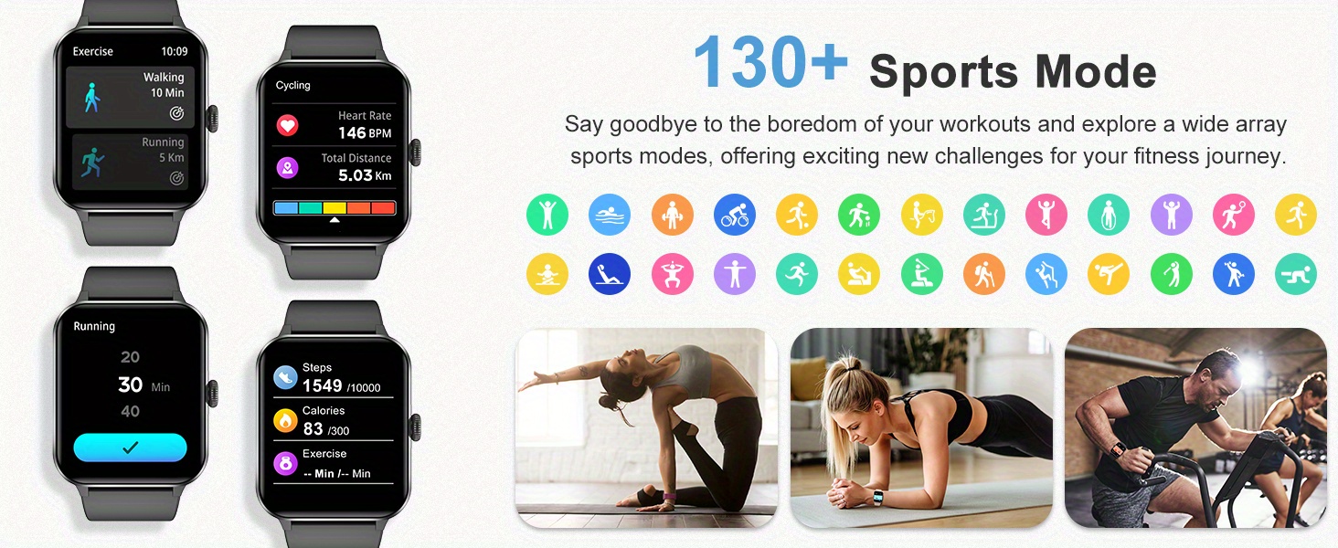 Montre Connectée Pliwier pour Hommes Femmes | Répondre/Passer des Appels, Montre de Fitness 1.85