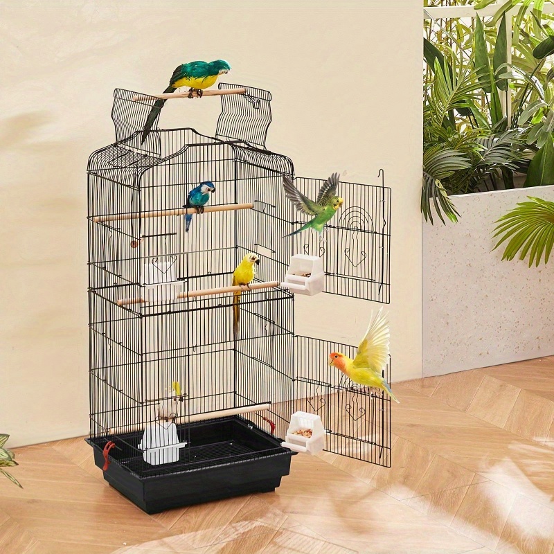   39 hanging metal bird flight cage for parakeets cockatiels small parrots multi level perches swingable chains   design with hanging hooks for indoor outdoor use parrot cage indoor bird enclosure sturdy construction parrot keepers Product details 7