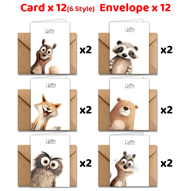 

24pcs Woodland Animals Greeting Cards With Envelopes - Ideal For Thank You Notes, Holiday Wishes & Employee Appreciation - Featuring Fox, Bear, Designs