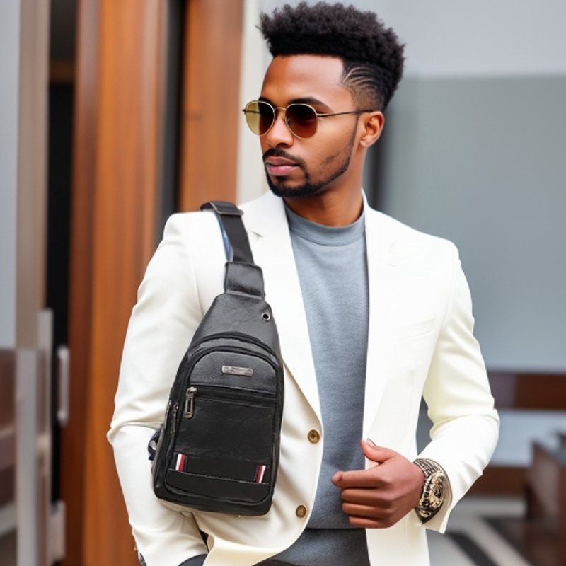 [PU Men's Bag] Soft PU Men's Chest Bag | Simple Casual Business Crossbody Bag with Earphone Hole