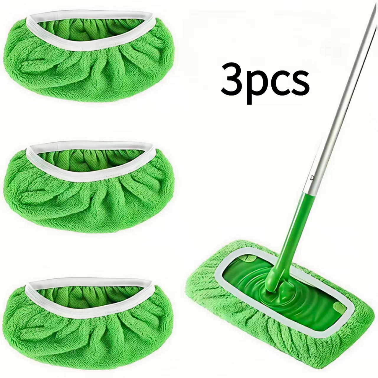 TEMU 3pcs Reusable Mop Pad Replacement Pads - Compatible With Mops, Wet And Dry Floor Cleaning, Washable Cloth With Elastic Edges, Suitable For Wood,