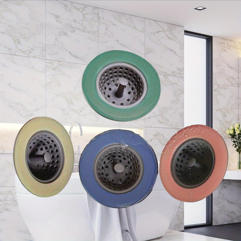 TEMU Sink Strainer Silicone Sieve Kitchen Sink Filter Mesh Stopper Food Slag Drainer For Kitchen Bathroom Accessories Kitchen Sink Drain Plug Filter 4pcs Set