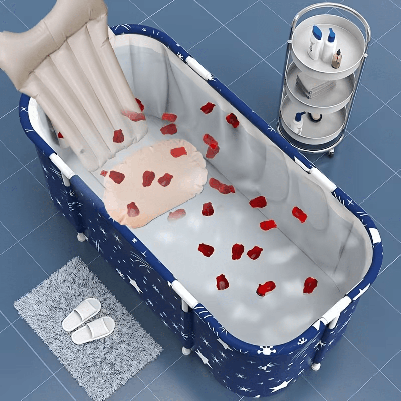 TEMU Bañera de plegable portátil , rectangular, eficiente conservación de , adecuada para relajación con agua fría y caliente, sauna y baño de hielo,