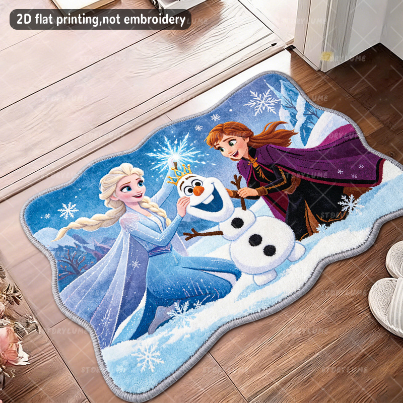 TEMU 2d Flat, 462-j, Frozen Anna Snowflake Winter Scene Pattern Welcome Mat, Suitable For Living Room, Bedroom, Room, Kitchen, Carpet, Courtyard Rug,