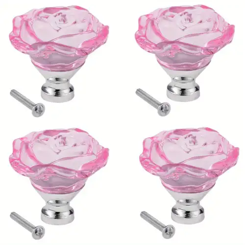 pink rose dresser knobs Handmade Ceramic Pink Flower Dresser Knobs Drawer Pulls Handles Pack of 4