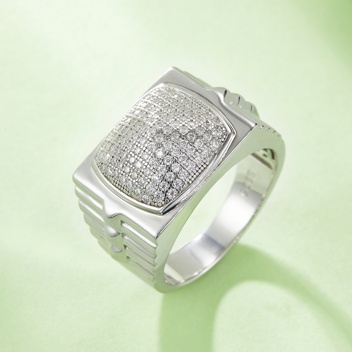 Men's 925 Silver Moissanite Wedding Engagement Ring