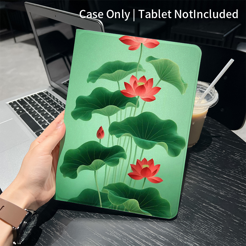 kohteen kuva sopii for   tab p12 pro (2024)/p12 pro/p11 (2023)/p11 gen 2 (11.5)/p11 pro/m10 plus (2022)/m10 plus (3rd gen)/m11/k10 kannettava taitettava tablettikotelo lotus-mallilla, automaattisella nukkumis-/herätysfunktiolla ja säädettävällä jalustalla, tablettikotelo