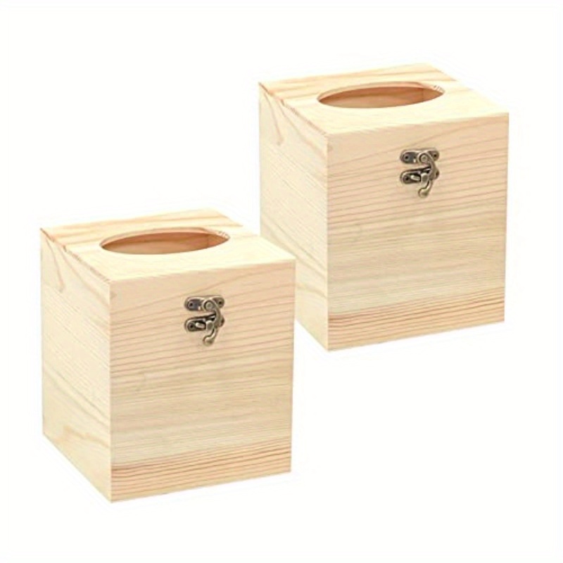 2 pack unfinished wooden tissue box cover for crafts oval opening   wood tissue holder for home decor 5 1x5 1x6in Product details 0