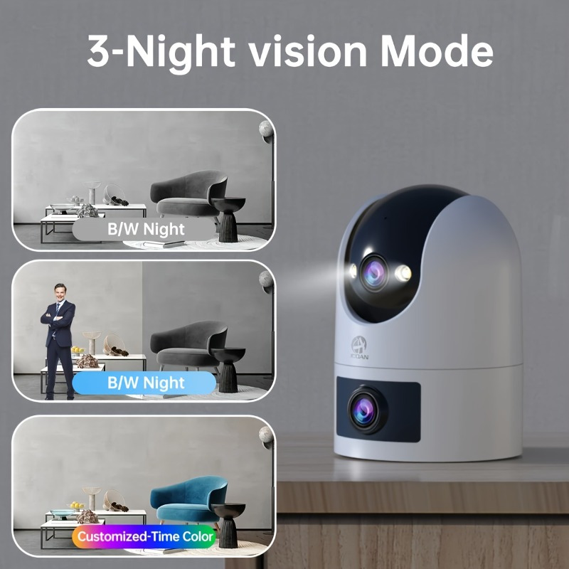 [JOOAN] 360° Panoramic Dual-Lens Camera | No-Dead-Angle Dual-Lens Shooting And 1296P Full HD Picture | Electronic Fence And Sound Detection with Automatic Tracking | Day And Night Full-Color with 5G Dual-Band Wifi Connectivity | AP Hotspot Offline M