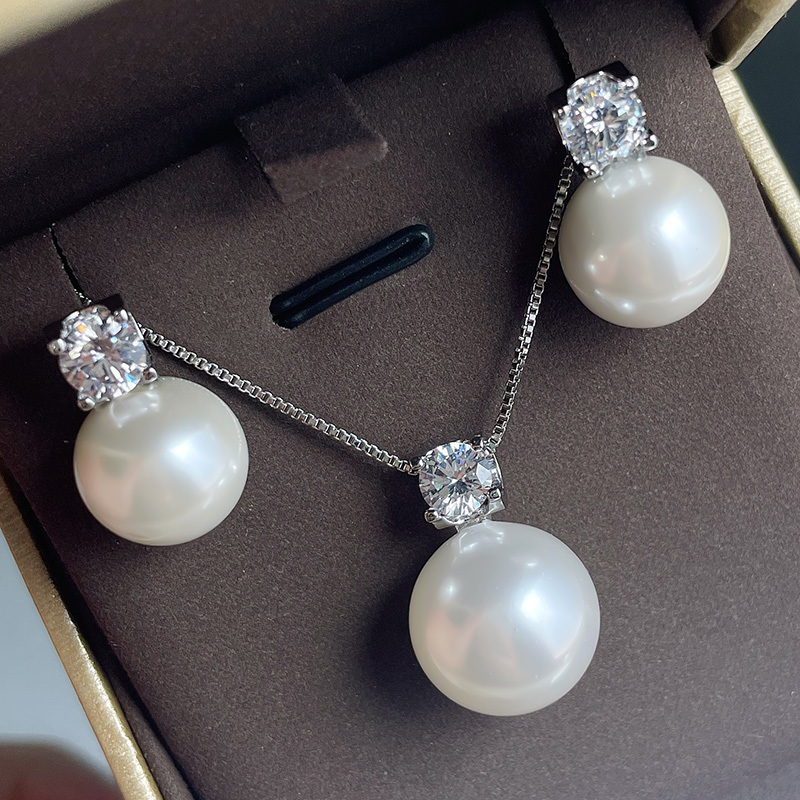 TEMU Parure de bijoux 2 pièces/ensemble et avec pendentif circulaire de incrusté de synthétique, boucles d'oreilles et collier à pendentif circulaire