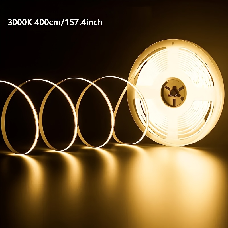 TEMU Cob Led Strip Light 1m-5m, 5v Usb And Portable Battery (battery ), Flexible Linear Tape With Warm/neutral/white Light For Tv Backlight, Cabinet,