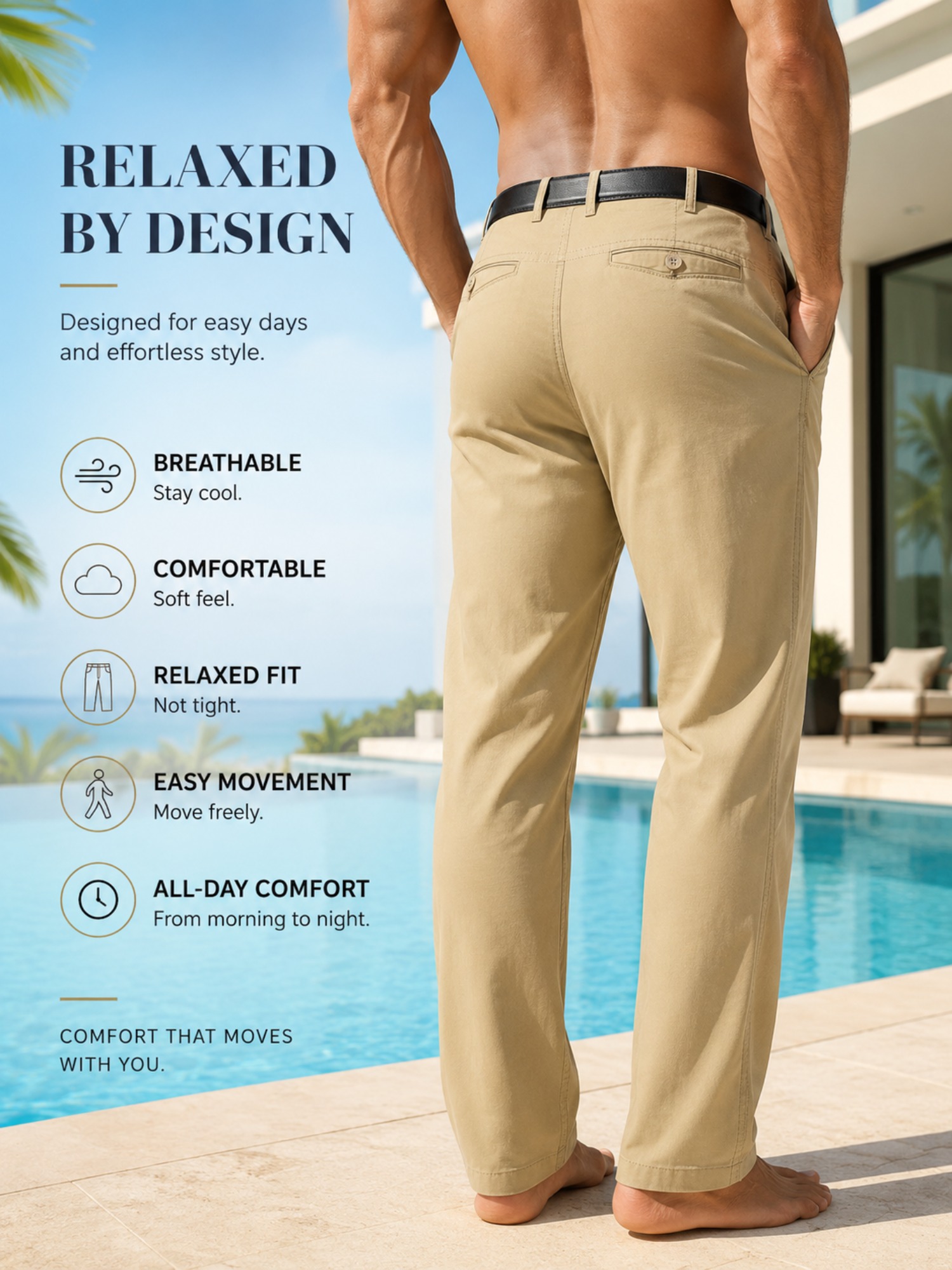 1 Pair Men S Dress Pants, Wrinkle-Resistant And Wear-Resistant Men S Long Trousers, Outdoor Sports, Fitness, Fishing, Camping, And Travel Long Pants, Men S   Dress Trousers, Men S Golf Pants, Men S Father S Day Gift