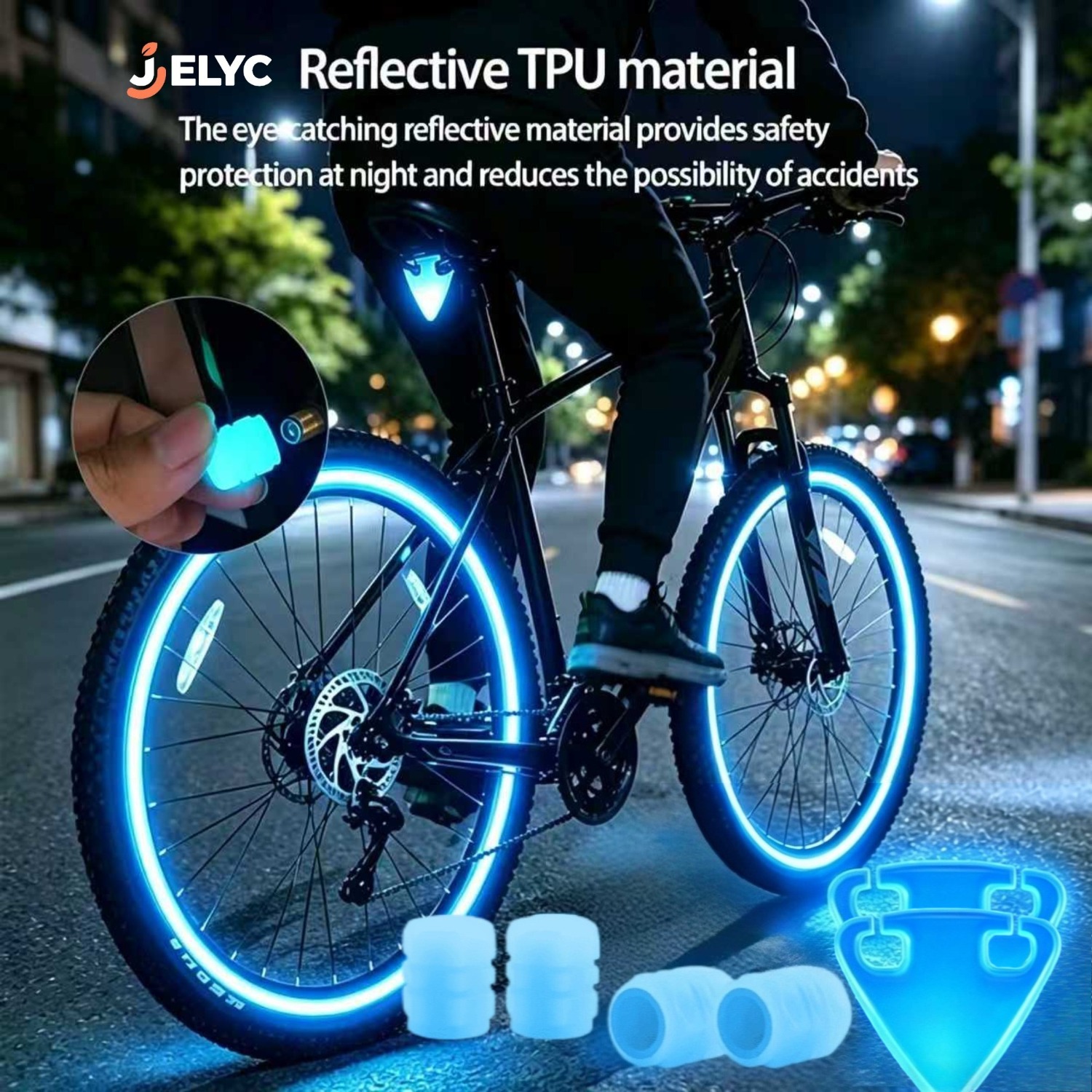 jelyc 6pcs color night cycling reflective tail light   caps high visibility bicycle accessory no batteries required enhances   visibility and   vehicle safety accessory emergency warning light for mountain and road bikes