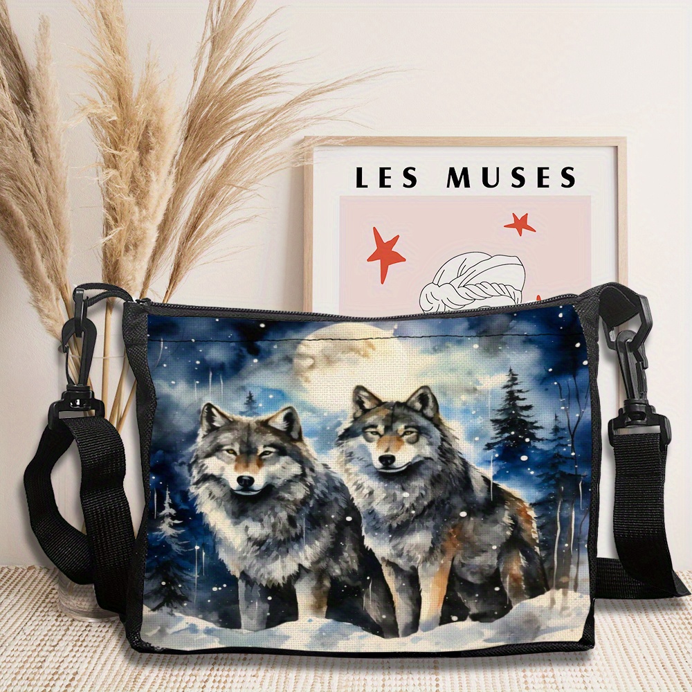 TEMU Wolf 3 Shoulder Bag, Stylish Crossbody Bag, Lightweight Daily Commuting Bag With Adjustable Strap, At 8.19