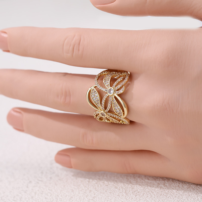 Plated Bow Ring - Elegant Bling Bling Luxury Gift