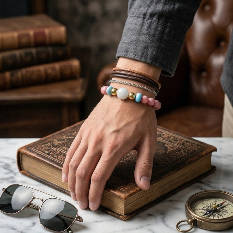 Women's Natural Gradient Pink Bracelet, Versatile Gift