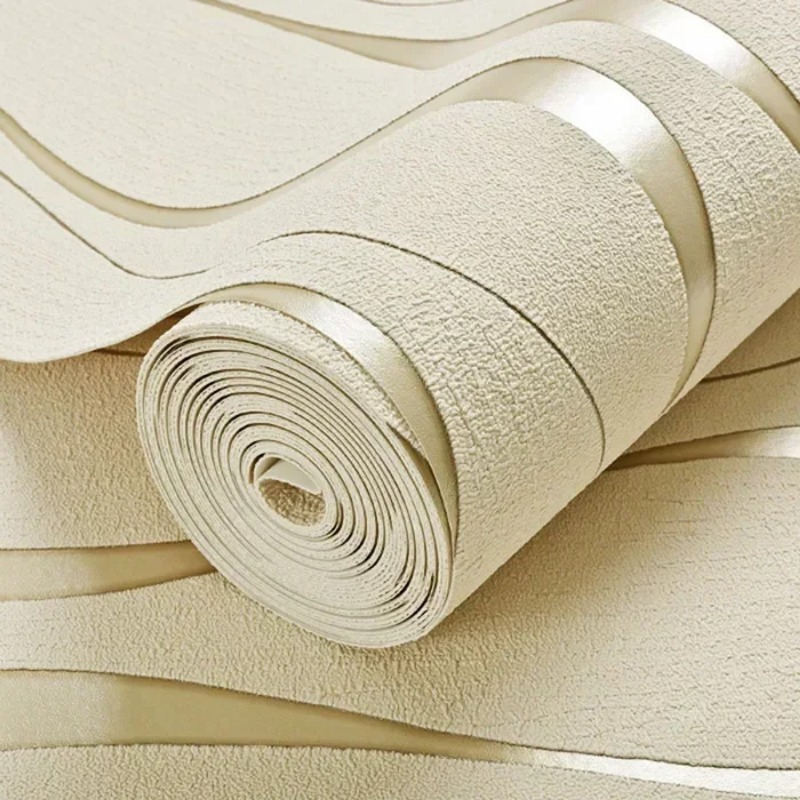 TEMU 1 Rouleau, Papier Peint Rayé 3D de Luxe Léger pour Salon, Décoration Murale de Fond TV, Décoration Intérieure Moderne