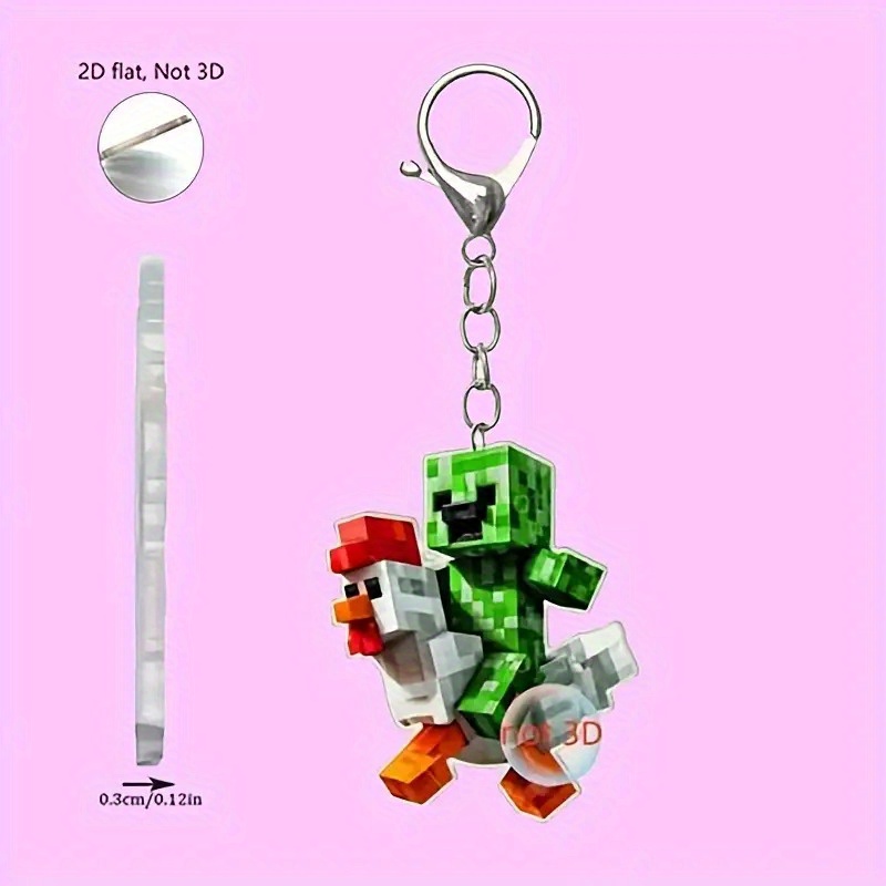 TEMU 2d Flat Keychain - Cute Chick Design, Made Of Innovative Acrylic Material, Durable And Lightweight, Suitable For Car Keys, Backpacks Or Wallet