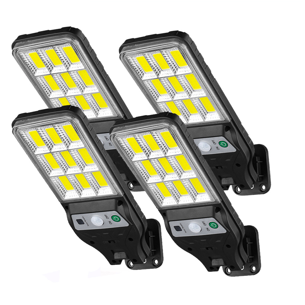 TEMU 4pcs 90cob Solar Led Motion Sensor Wall Lights - Outdoor Flood Street Lamps With 3 Lighting , Human Induction, For In Garden, Yard, Garage,