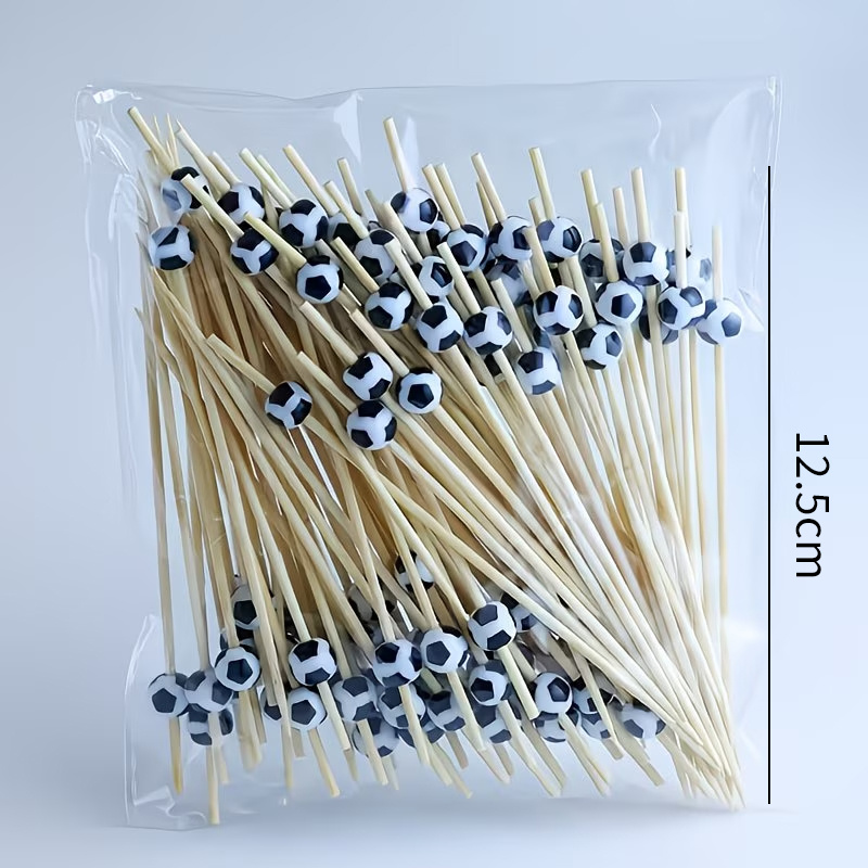 Image of Football Fruit Picks With Polished Suitable For For Cake Toppers, Appetizer Forks, For Fruit Skewers - Soccer-themed Decorations For, For Dinner Parties, For Bento Boxes - Forks For Sports Events