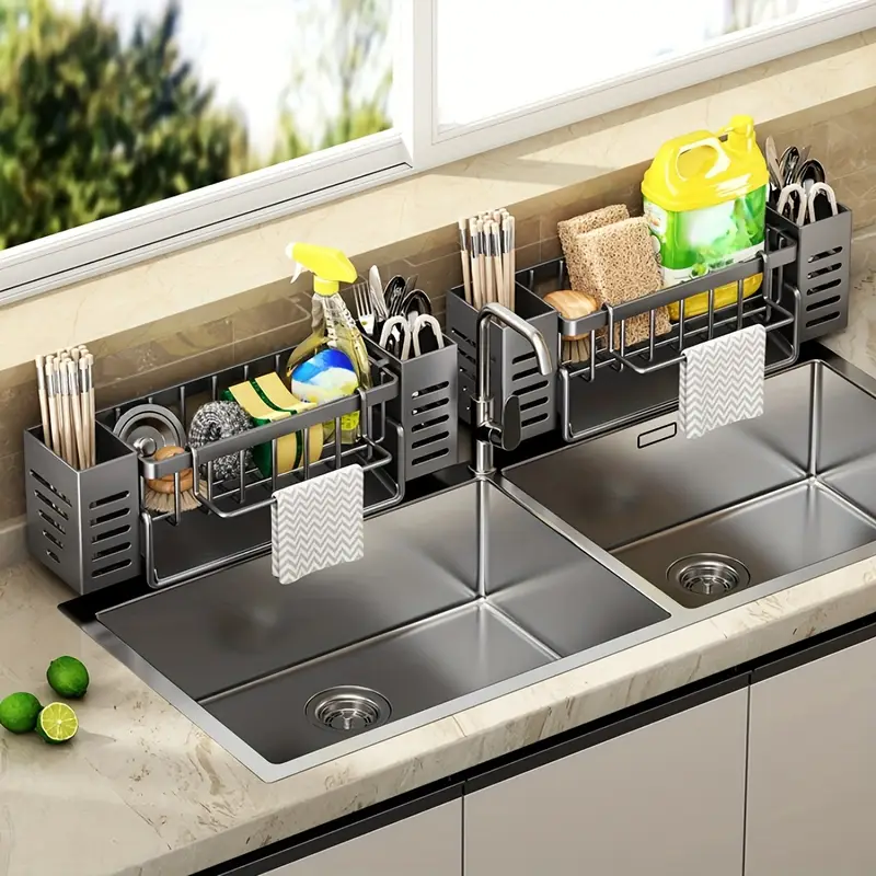 1 set spülbecken abtropfgestell schwamm abtropfkorb 2