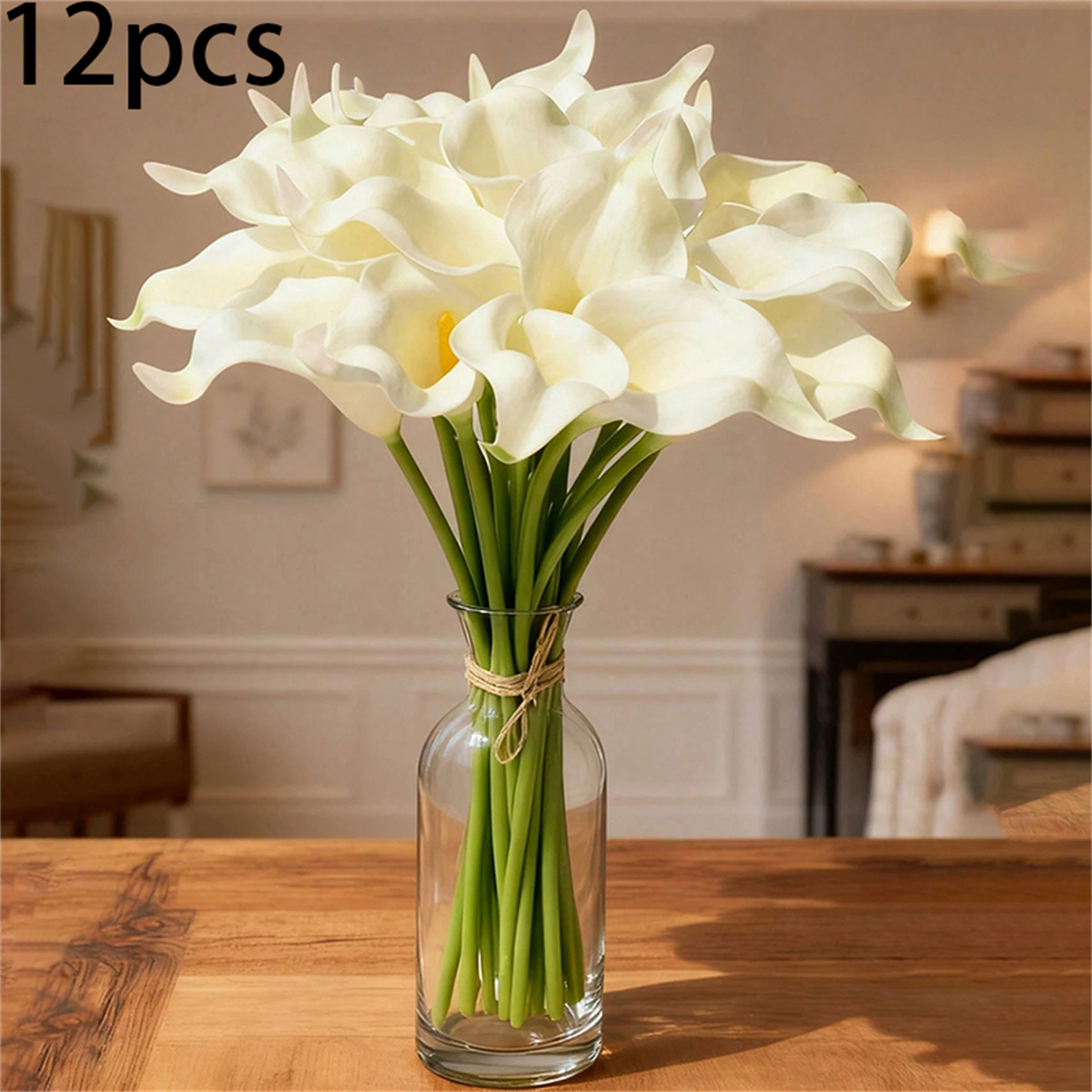 TEMU Halloween/christmas Decor Of3/12pcs Bulk Realistic Pu Artificial Flowers Suitable For Wedding Bouquets, Table Centerpieces, - Gemstone- Suitable