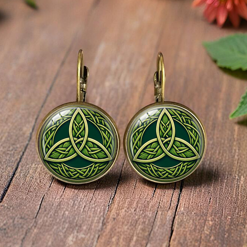 TEMU Pendientes circulares de cristal ilustrados con nudo celta de estilo minimalista, joyería de moda para regalo