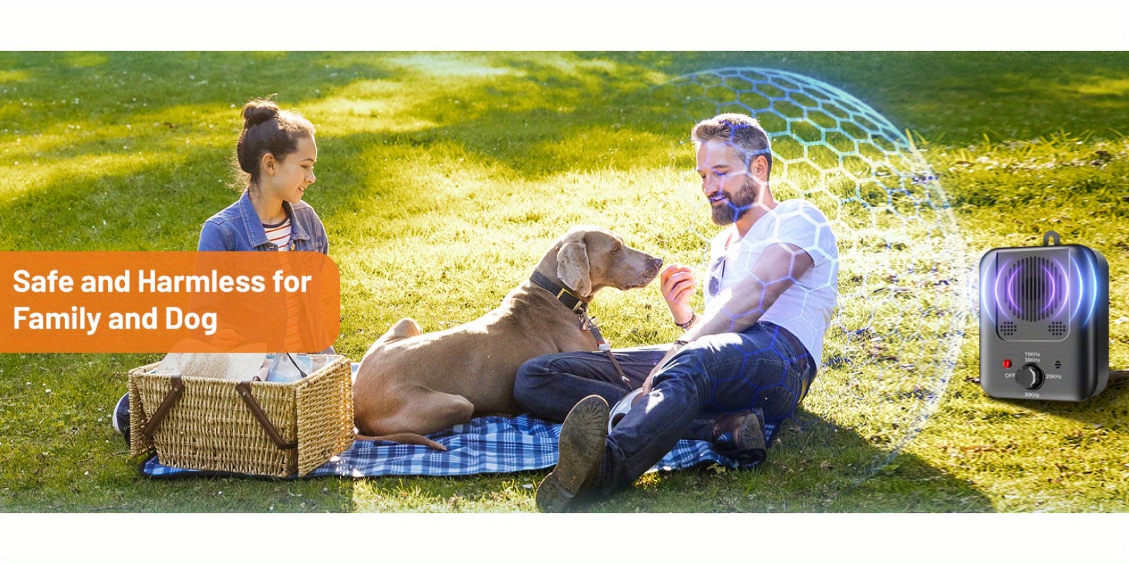 HEYMIX Sonic Dog Bark Deterrent Devices with 3 Ultrasonic Levels 10KHZ-25KHZ, Anti Barking Device, Anti Bark Device for Dogs Work Range up to 10.06meter, Dog Barking Control Devices for All Dogs