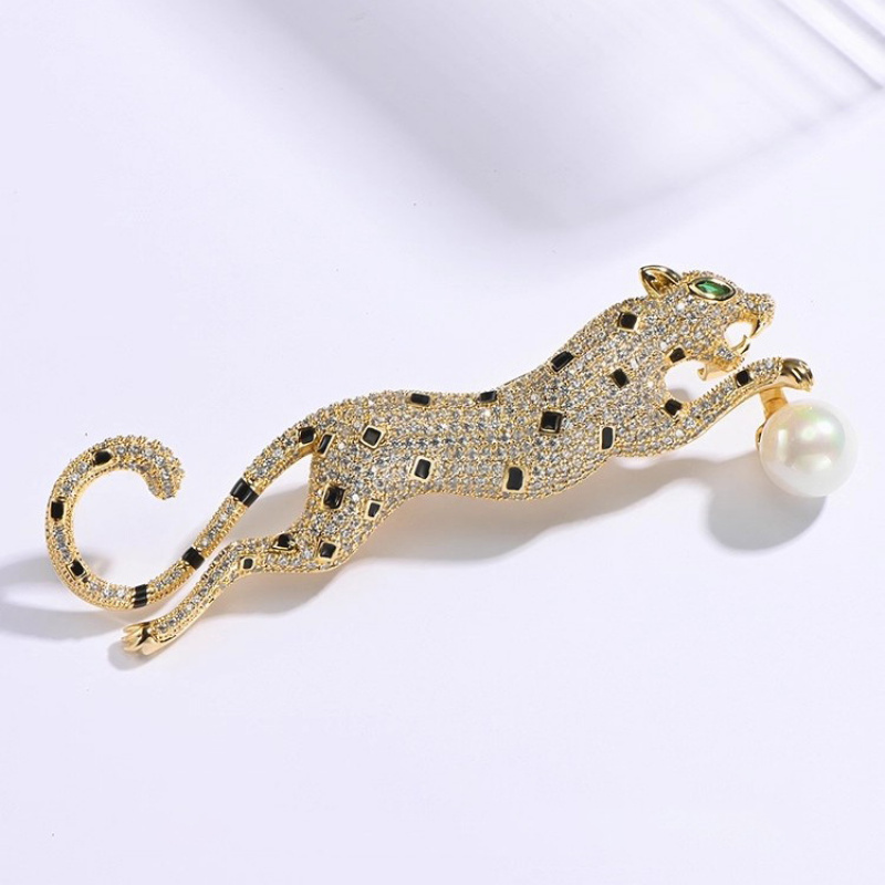 TEMU Broche de leopardo elegante y de artesanía pesada con detalles, un pasador de solapa con temática de animales