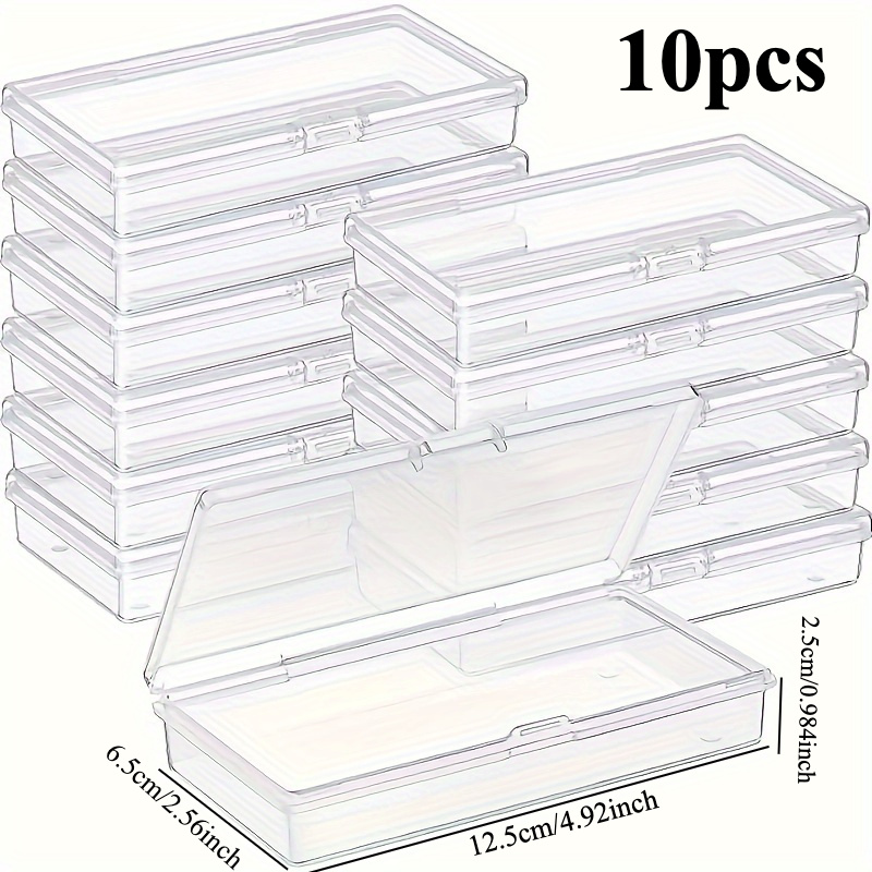 10pcs Clear Plastic Storage Boxes With Hinged Lids - Diy Crafts, Jewelry & Small Items Organization