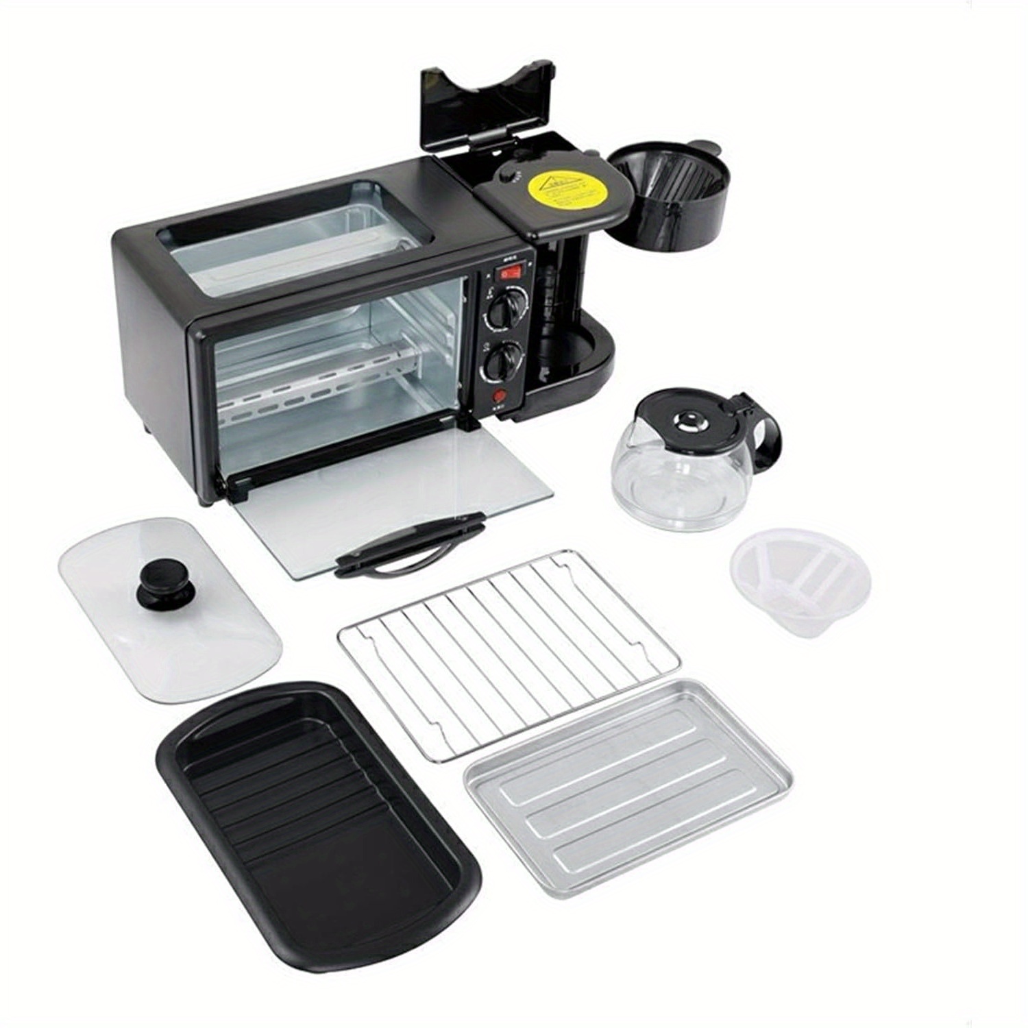 TEMU Nuobesty 3in 1 Maker, Home Mini Drip Oven Coffee Maker With Toaster Oven, Removable Toaster Oven For Coffee/ Bread Sandwiches, Tools