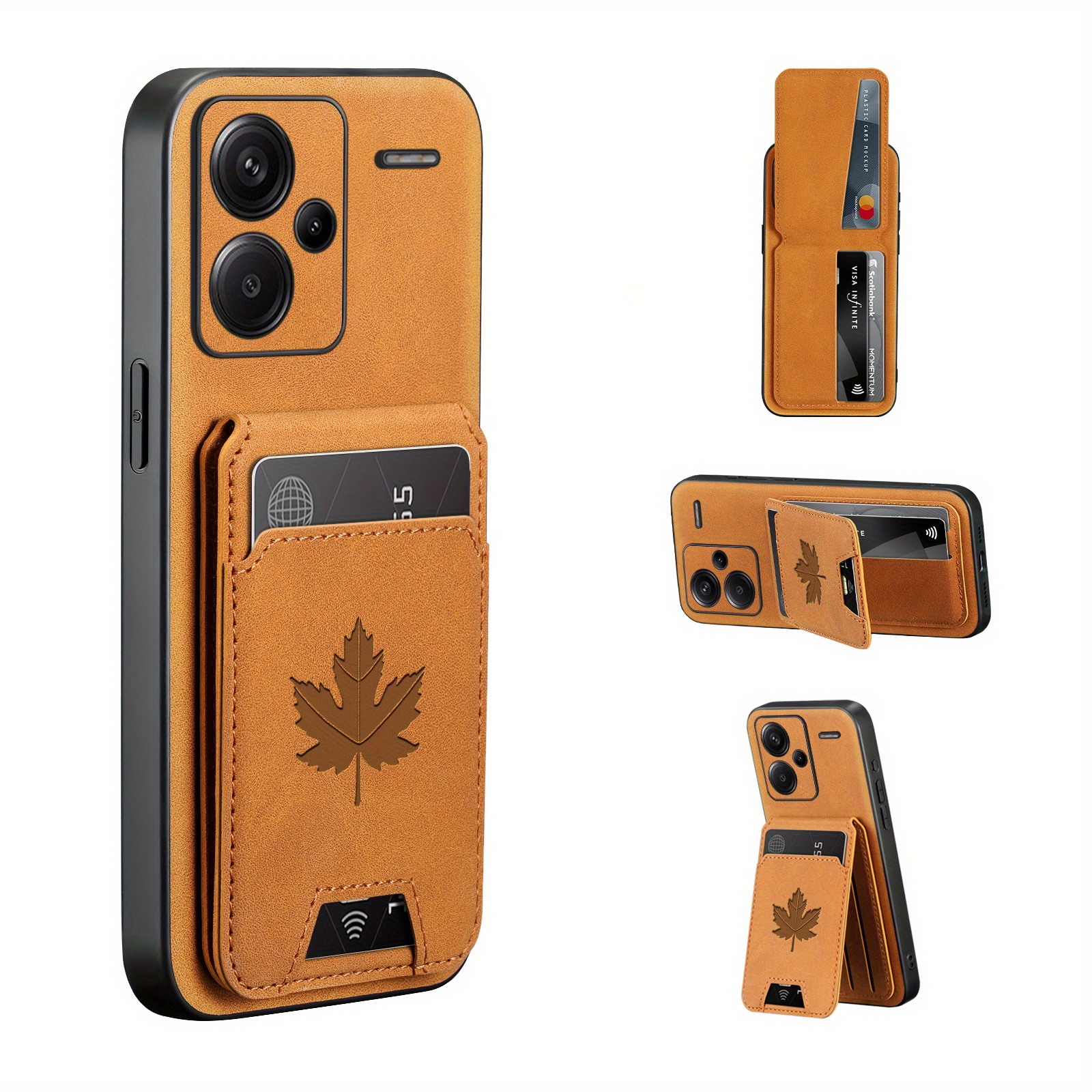 Custodia in pelle a portafoglio per iPhone 13 con cavalletto - nera