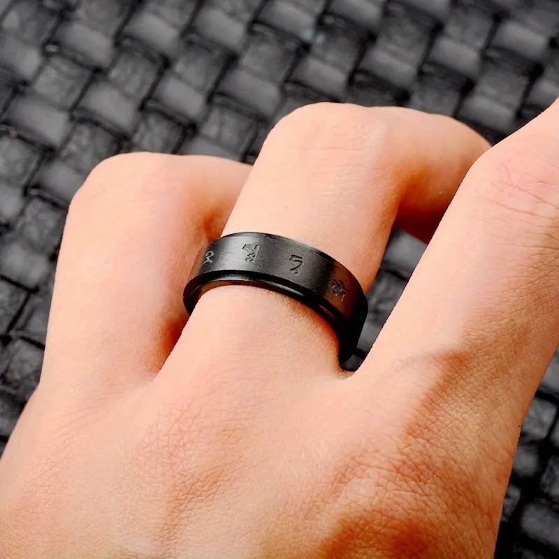 black engraved rotating ring suitable for american thanksgiving and christmas a trendy and accessory Product details 3