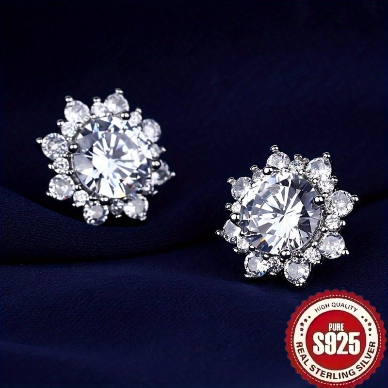 

1 Pair Elegant S925 , Luxury Synthetic Zirconia, Daily & Gift Jewelry, Sparkling , Valentine's Day Gift Idea