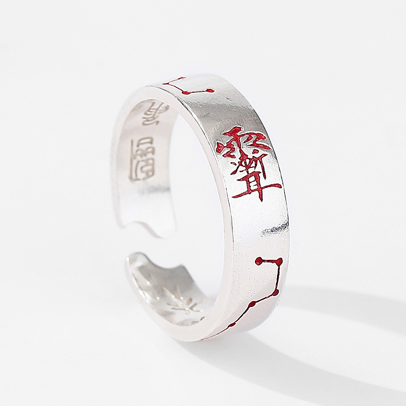 TEMU 2026 New Inlaid Totem Wide Band Distressed Finish Retro